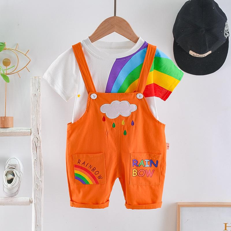 Dětské oblečení pro kojence a malé děti, letní oblečení, nosítka, ležérní kalhotový set, chladivé letní dívčí oblečení s krátkým rukávem