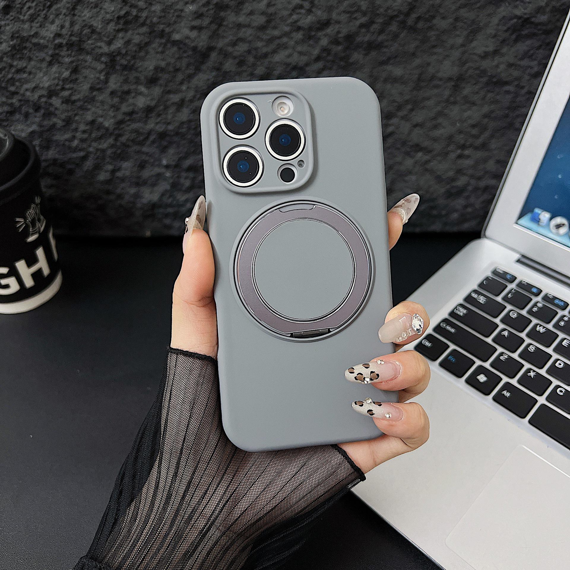 Macaron Liquid Silicone Magnetic Bracket Case for iPhone 17 Pro, 360° Rotation, Drop-Proof 17 Air