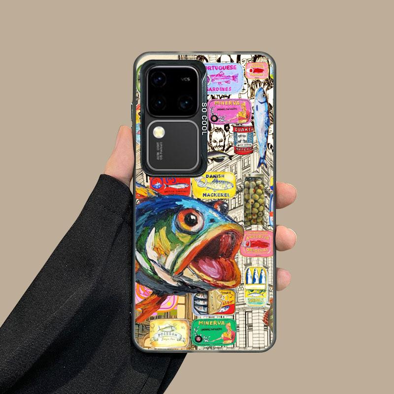 For Samsung Galaxy S25 S24 S23 S22 Ultra Plus S21 S23 S24 FE Laser Phone Case Colorful Sardine Lobster Fish Ocean Animal Covers