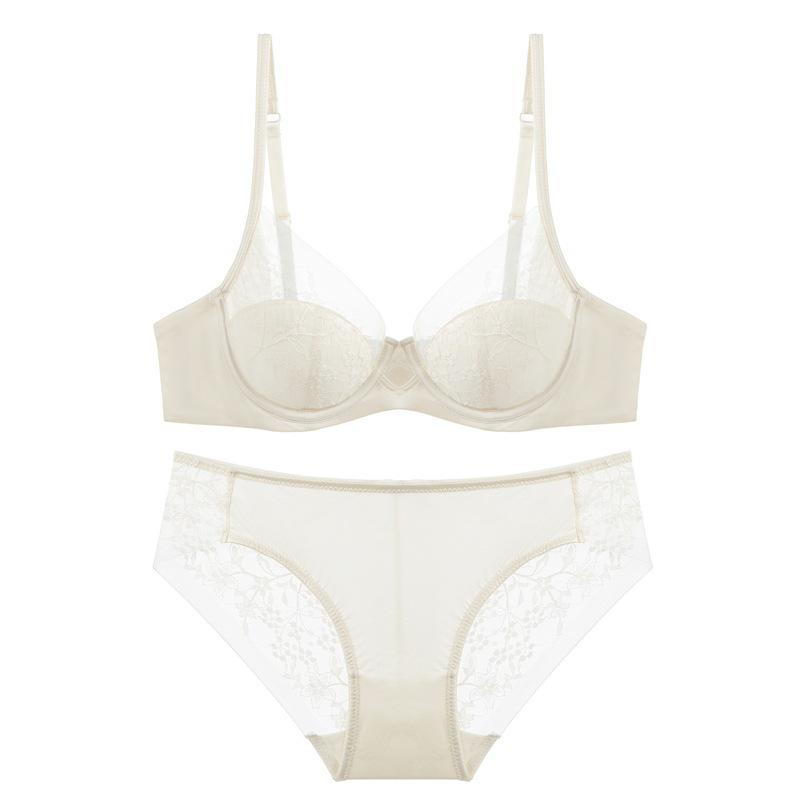 Вышитый красный кружевной зодиакальный комплект бюстгальтера - Новая коллекция французского нижнего белья 70B абрикосовый