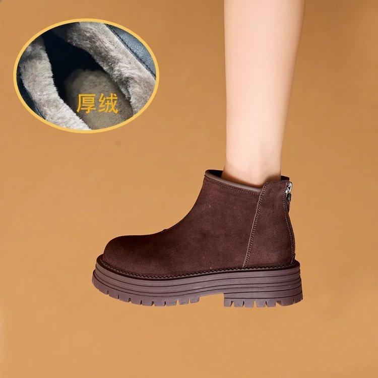 [Ushilai] Retro thick-soled temperament short boots for women's winter 2025 new thick-heeled casual versatile Martin boots