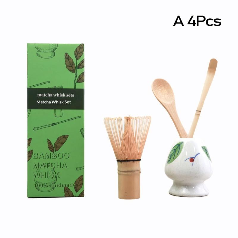 3/4Pcs Japanese Matcha Tea Set Safe Bamboo Whisk Teaspoon Tea Spoon Sets Indoor Beverage Shop Tea-Making Tools Accessories