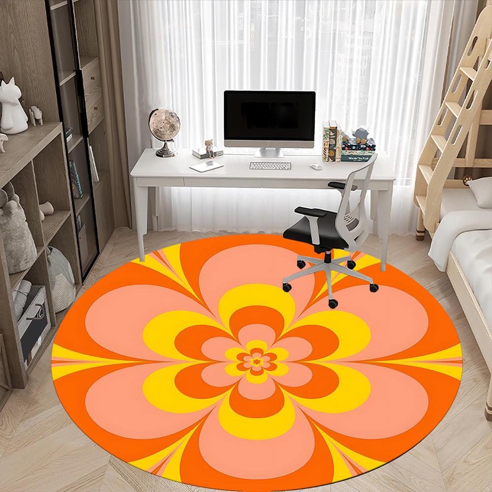 1pc Floral Mandala Office Round Area Rug, Indoor Mat Suitable For Office, Under Office Chairs Bedroom Living Room Home Decor, Room Deco