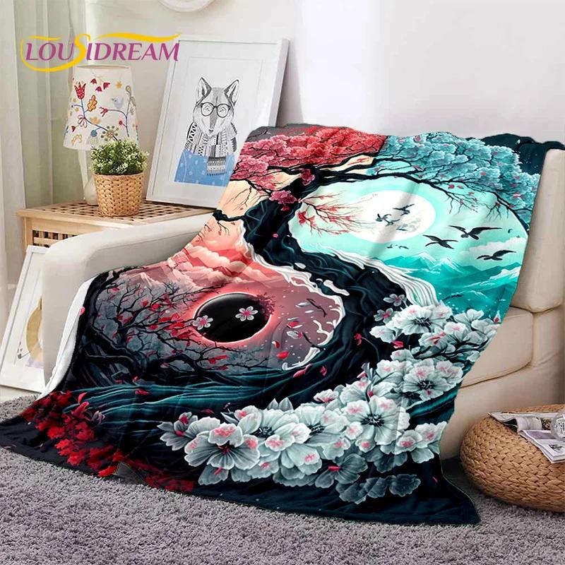 Nature Yin Yang Chinese Tai Chi Bagua Soft Flannel Blankets,Throw Blanket Comfortable Blanket for Picnic Beds Home Bedroom Gift