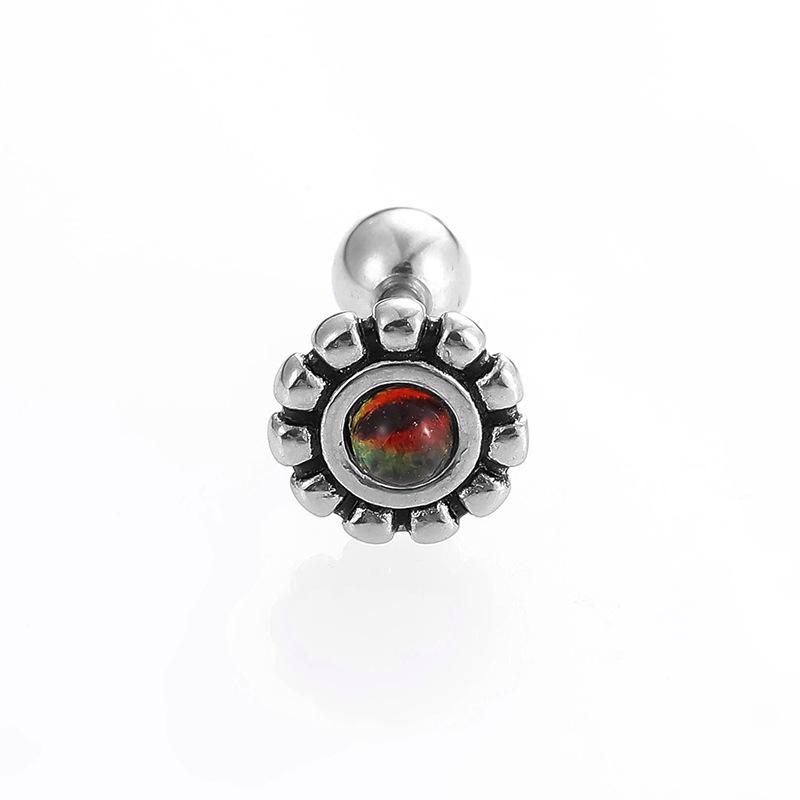 Elegant 316L Stainless Steel Stud Earrings with Eye Heart Zirconia and Screw Round Ball Design for Cartilage Piercing