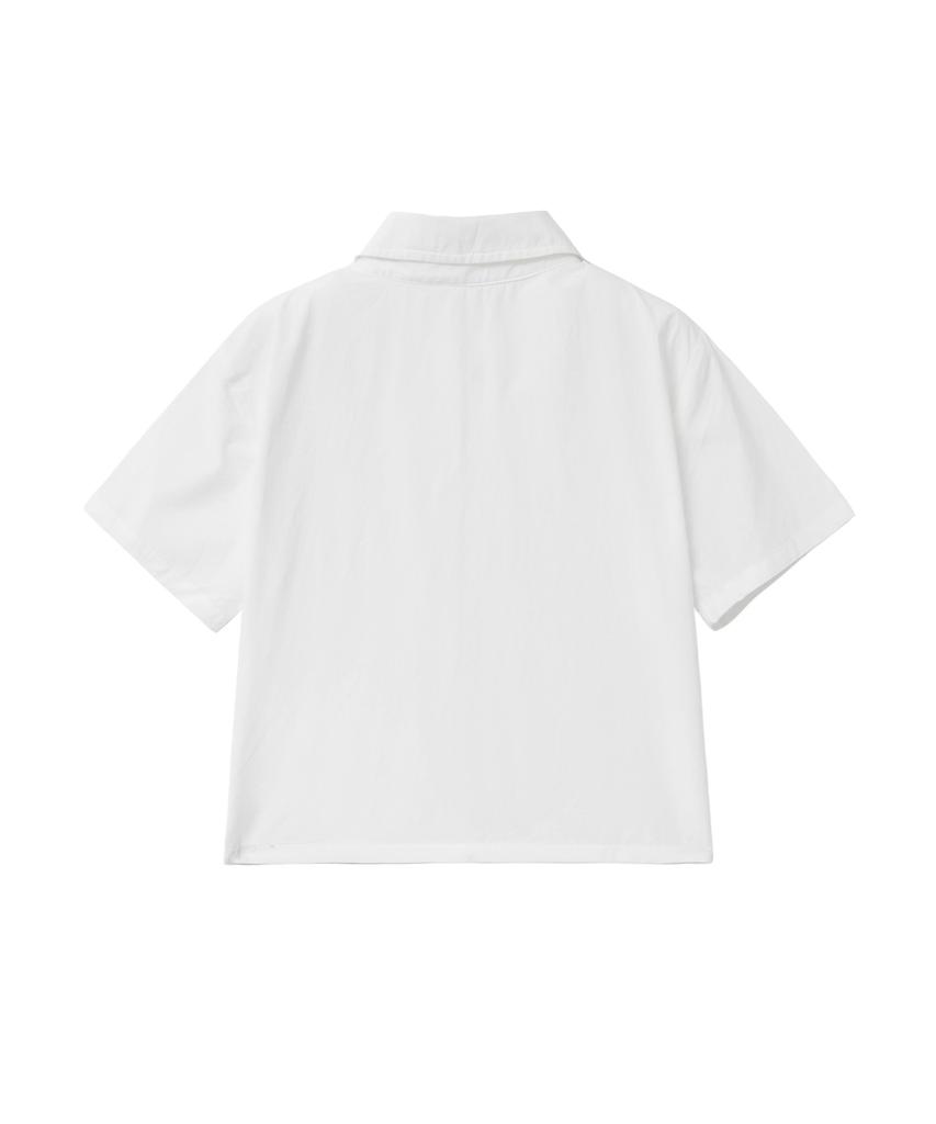 Lougeu Slim Crop Half Shirt_White