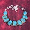 Blue Copper Turquoise Handmade Gemstone Necklace, 925 Solid Sterling Silver Necklace Antique Jewelry, For Thanksgiving