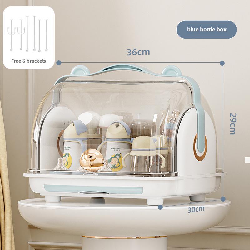 

Набор для хранения детских вещей без BPA: Коробка для бутылок, пылезащитная подставка для чашек, органайзер для мисок и столовых приборов синий