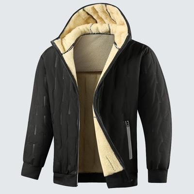 Men's Zip Up Hoodie Jackets Heavyweight Winter Sweatshirt Fleece Sherpa Lined Warm Jacket Outdoor Hooded Windproof Outerwear Coat for Men