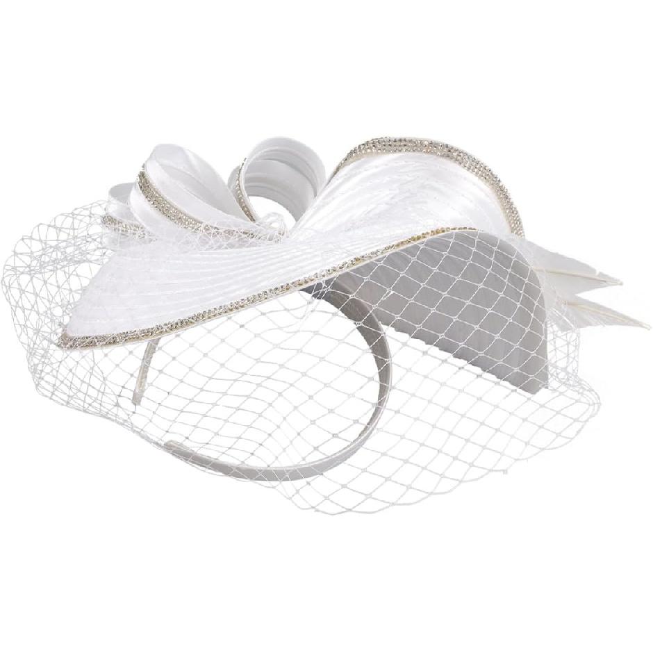 Weißer Leinen Fascinator Hut für Damen, Elegantes Cocktail-Teeparty Haarband mit Schleier, Leichte Hochzeitsfeier Kopfschmuck, Modisch Besonder