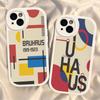 B-Bauhaus Fashion Retro Art Leather Phone Case For IPhone 16 16e 15 14 13 12 11 Pro Max Plus Mini Cover