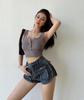 Summer 2022 Ins Hot Girl Internet Celebrity Loose Wide-Leg Denim Shorts with Slimming Pockets.