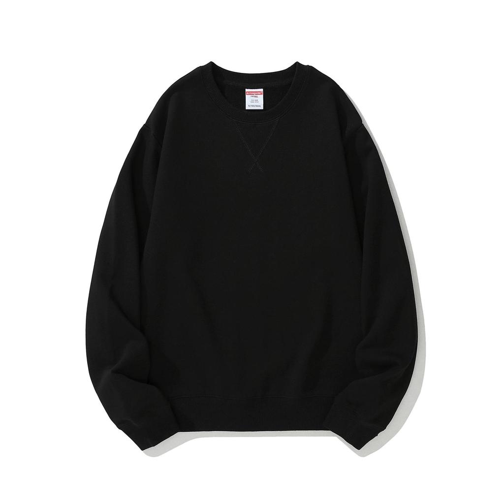 Herren Frühling und Herbst 380g Übergröße Rundhals Locker Langarm Pullover Einfarbiges Sweatshirt