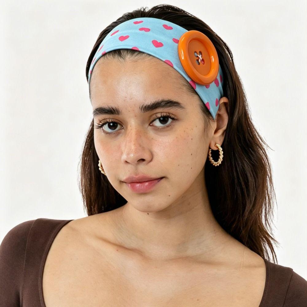 Vintage Style Elastic Hairband Colorful Heart Polka Dot Headband New Retro Headband