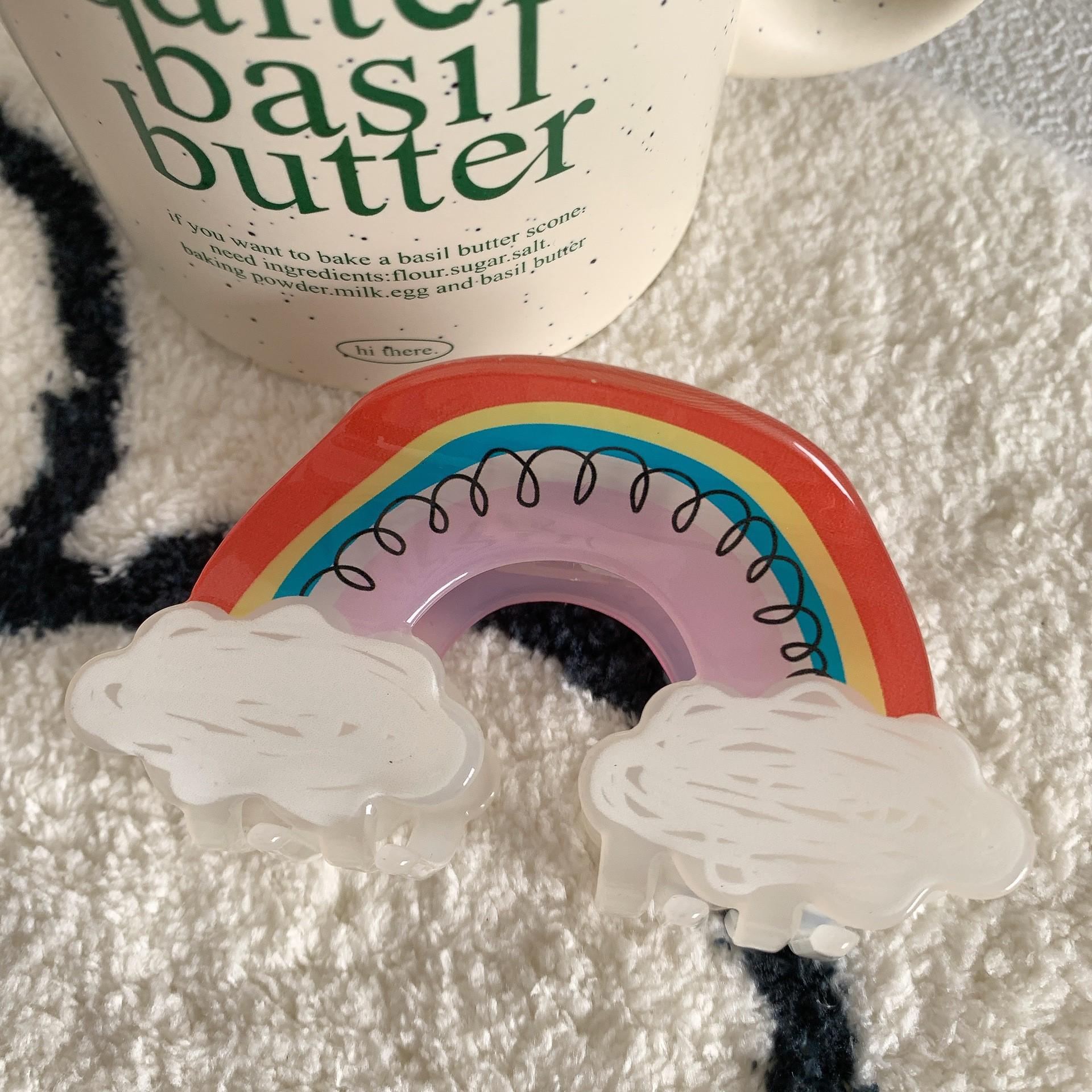 

YHJ Cute Rainbow Cloud Acrylic Hair Clip - Women s Graffiti Shark Claw for Updo