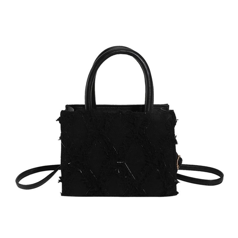 Chic Urban Style Checkered Handbag For Women Durable Pu Material For Daily Use чёрный