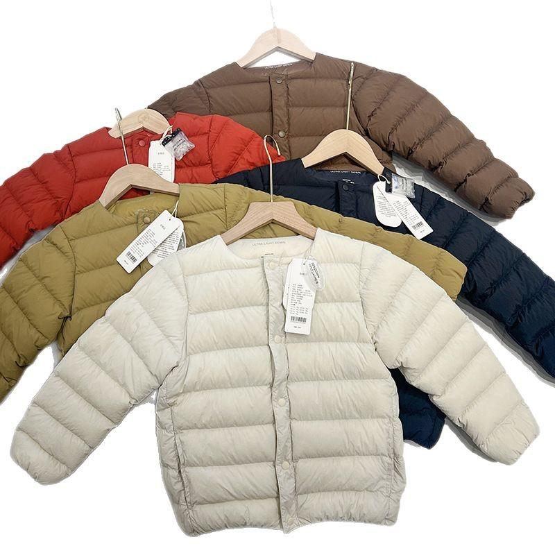 Nuovo piumino leggero bianco per bambini, fodera in piuma d'oca, artefatto per uniforme scolastica, gilet imbottito senza colletto per ragazze