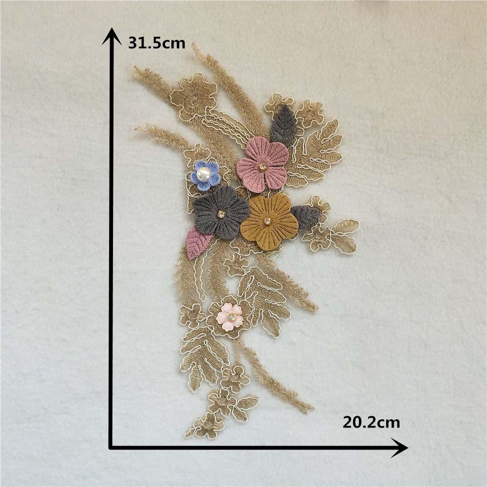 Polyester Lace Collar Three-Dimensional Dip Flower, Rhinestone Handmade Diy Lace Clothing Accessories Decal