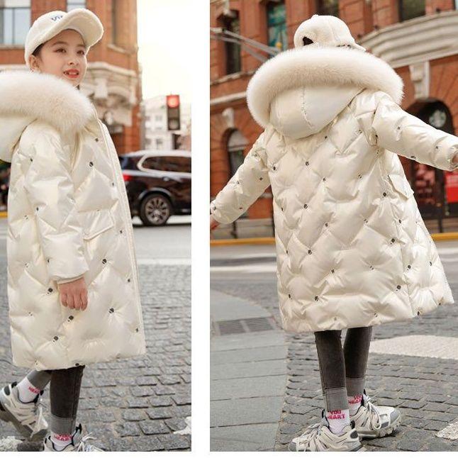 Thicken Jackets Baby Girl Plush Hooded Outerwear Kids Winter Glossy Coats Children Zipper Parkas Fashion Casual Overcoat