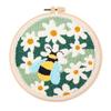 CHENISTORY DIY Punch Needle Kit Bee Butterfly White Flowers 20x20cm With Embroidery Hoop for Beginner Craft Kit Home Wall Decor