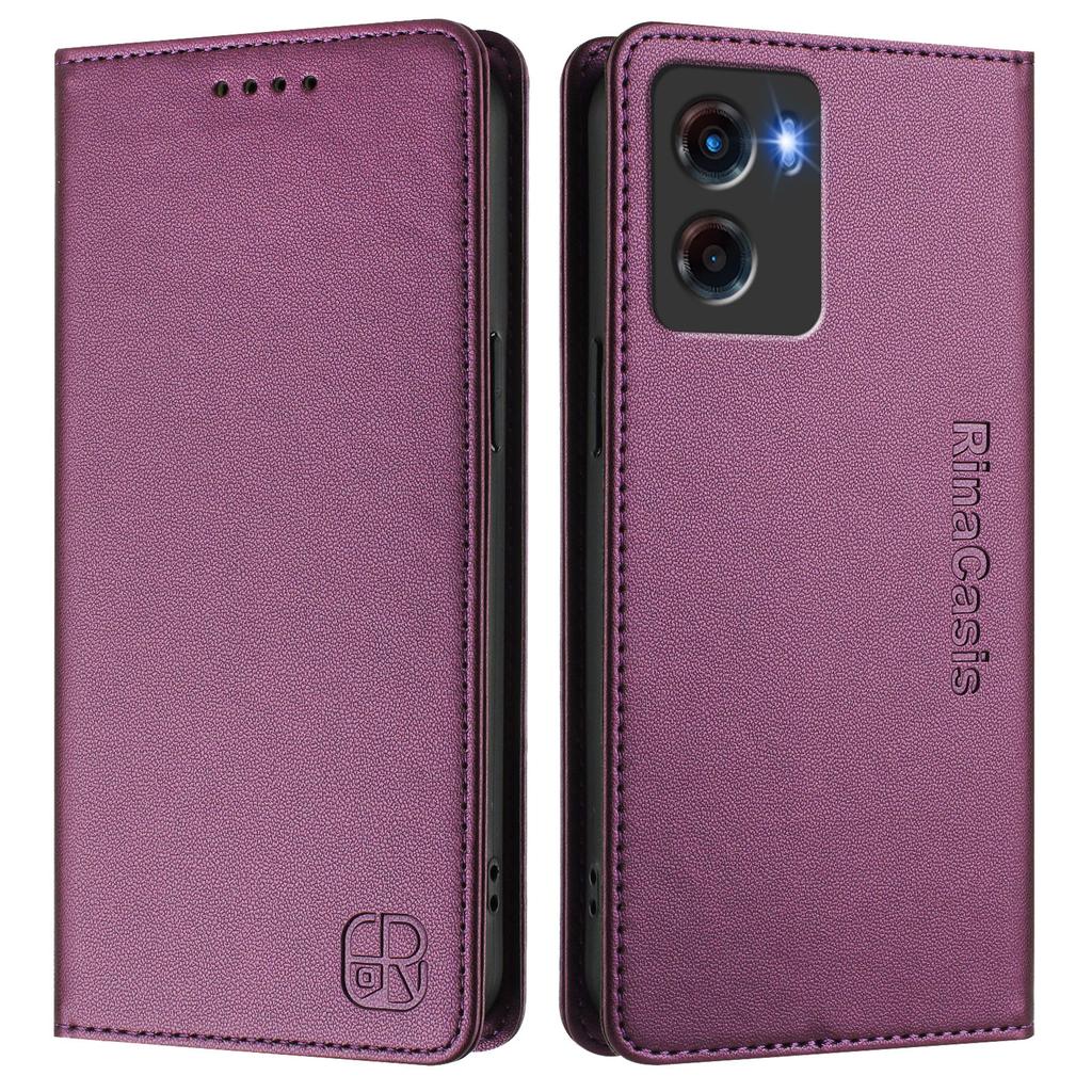 For Motorola Moto G05 4G Leather Case RINACASIS RC01 Phone Cover with RFID Blocking Wallet Stand