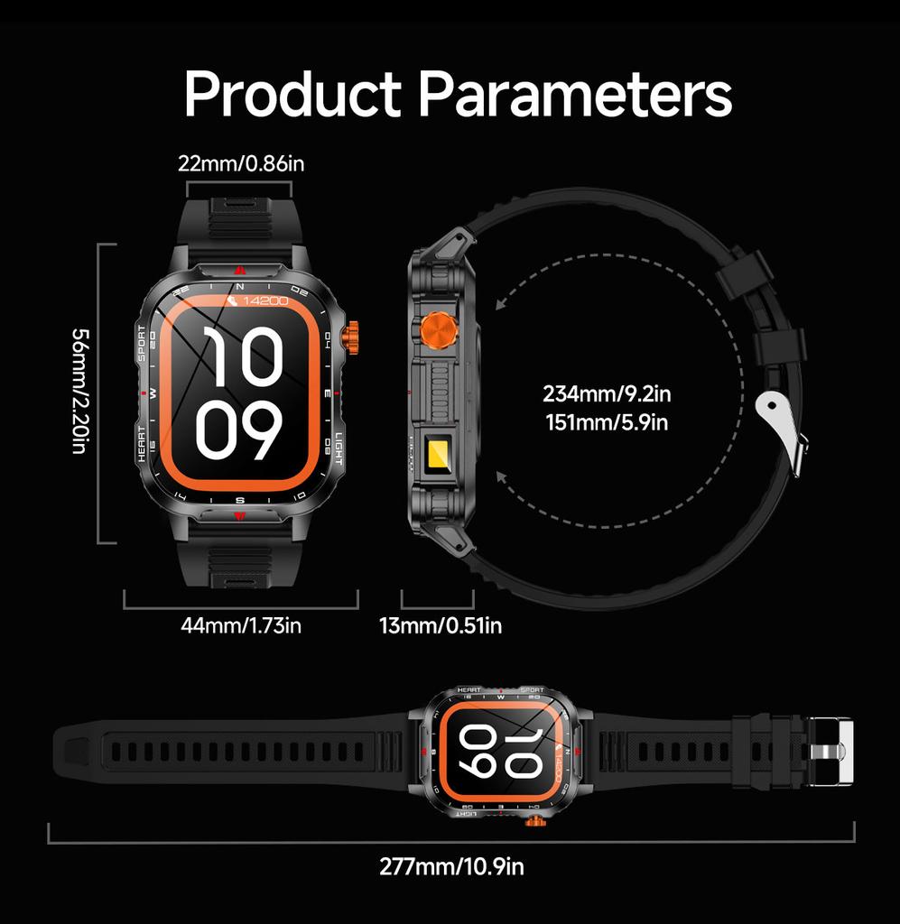 2025 New Men's Smart Watch Bluetooth Call 1100mAh Large Battery 60 days standby time 2.01 inch Screen IP68 Waterproof Motion Tracker