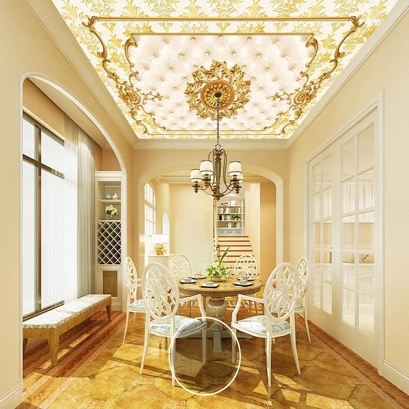 Photo Wall Paper European Style Gold Pattern Ceiling Murals Hotel Restaurant Living Room Luxury Wallpaper