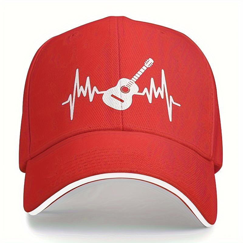 Guitar Heartbeat Musician Baseball Cap Unisex Polyester Casual Outdoor Sports Adjustable Hat
