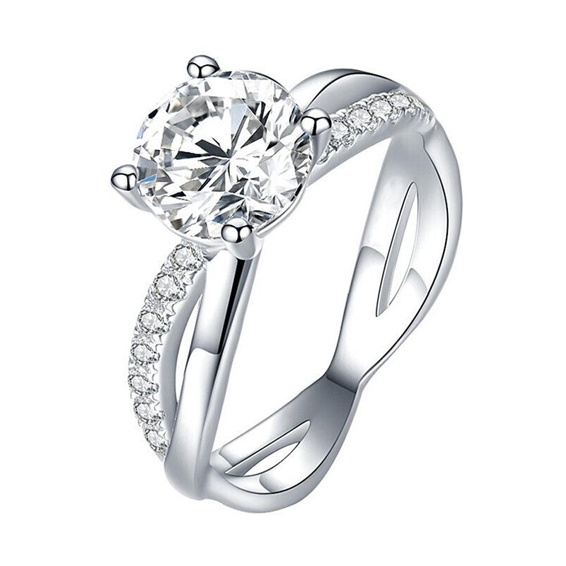 Classic Round Zircon Ring, Engagement Wedding Accessories, Stylish Micro-Inlaid Ring