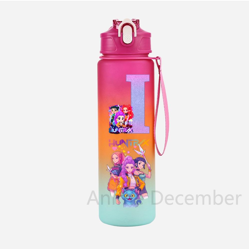 Anime K-Pop Demon Hunters A-Z English Letter Printed Character Water Cup Demon Hunters Large Capacity Outdoor Portable Drinking Bottle for Boy Girl