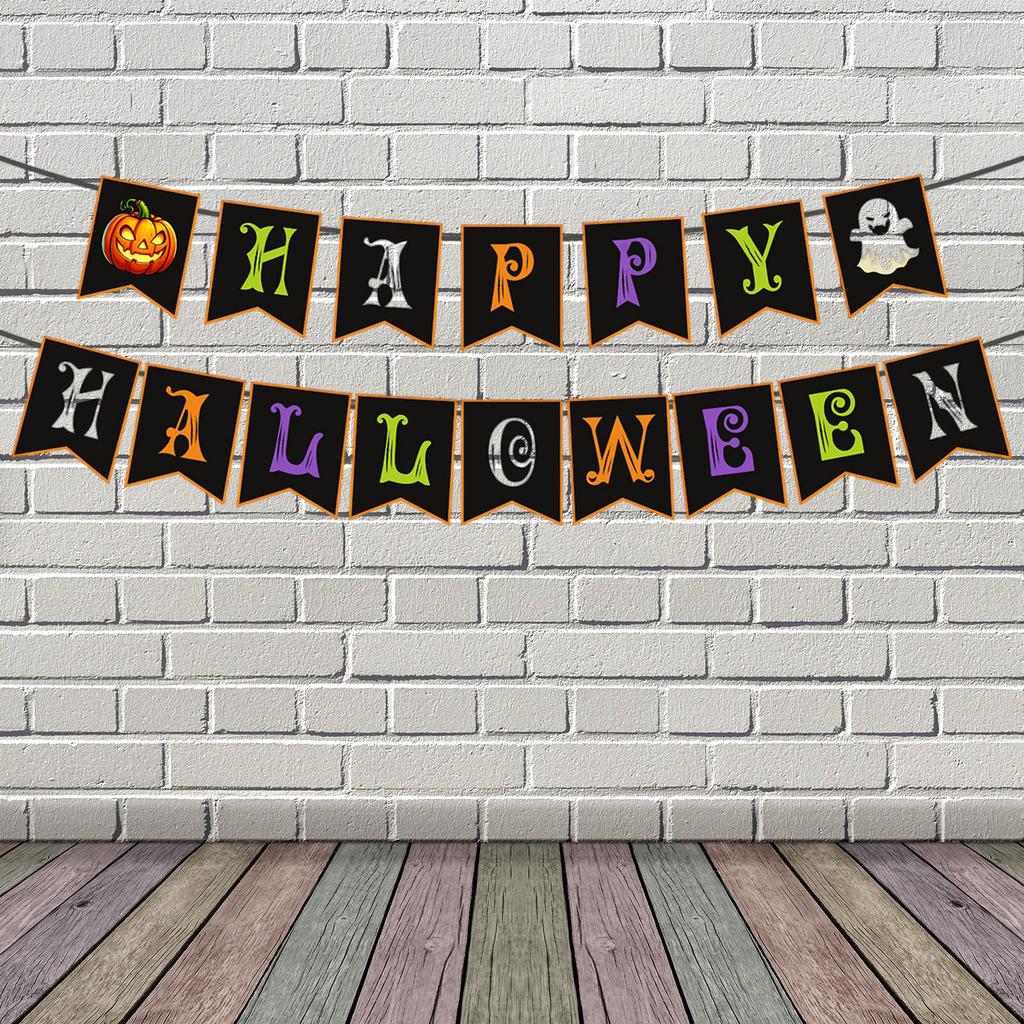Halloweenský banner Šťastný Halloween banner s dýňovými cedulkami Halloweenské párty dekorace Závěsné párty potřeby Dárek