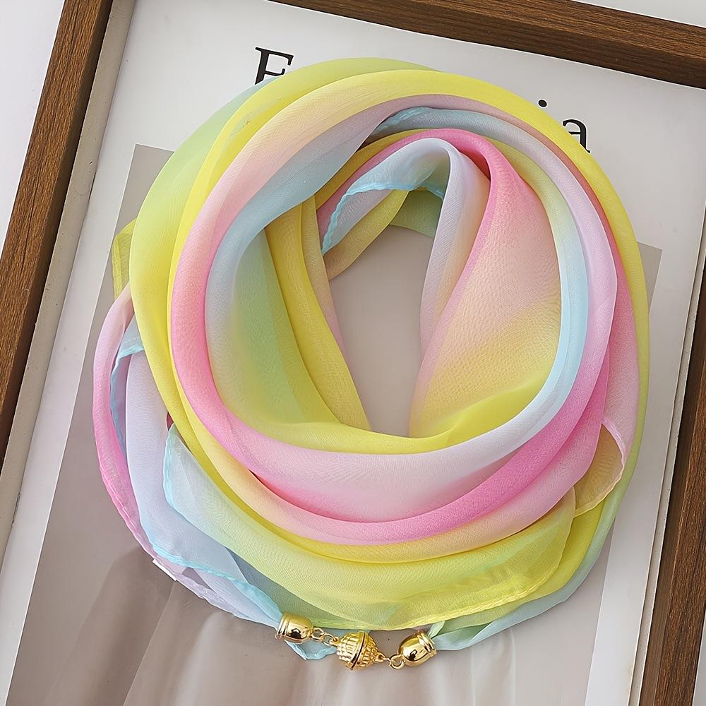 Women's Silk Scarf Gradient Color Chiffon Scarf Neck Protection Scarf Square Scarf Fashionable Commuting