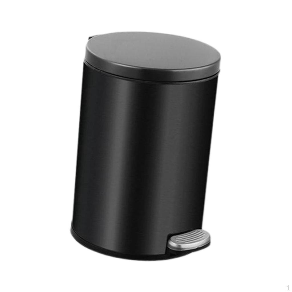 -Kosz na śmieci z pedałem nożnym Kosz na śmieci z pokrywką 6-litrowy stopień ze stali nierdzewnej do toalety,