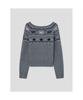 8SECONDS Boat Neck Pattern Pullover Gray