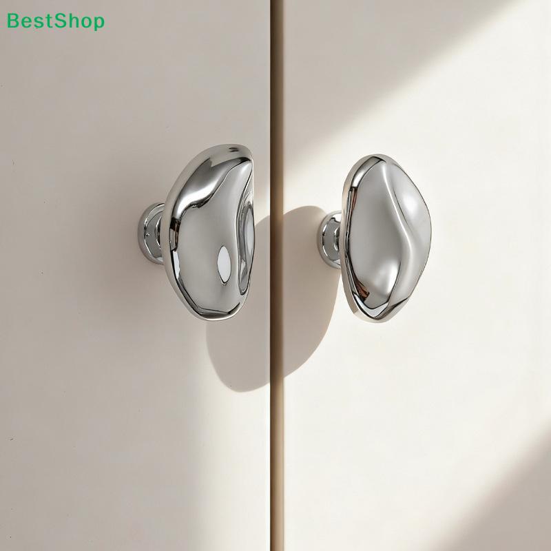 Trregular Pebble Shaped Chrome Door Knob,Modern Minimalist Passage Door Handle for Interior Doors