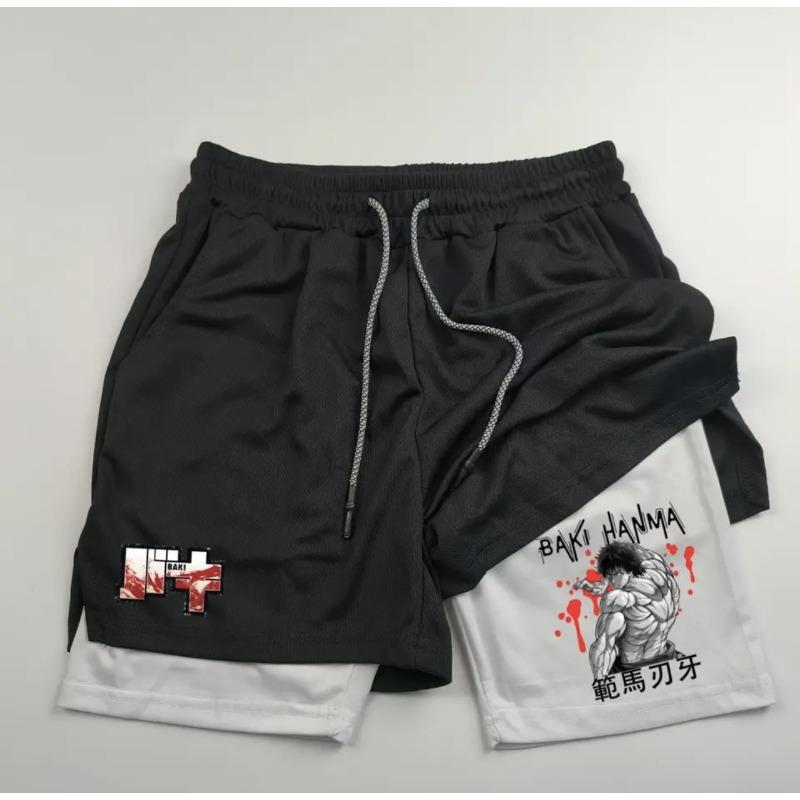 Letní pánské dvouvrstvé 2v1 běžecké sportovní a volnočasové šortky