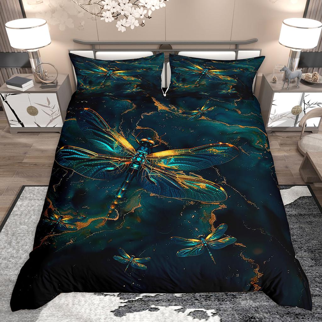 Homewish Chic Dragonfly Butterfly Bee Duvet Cover Set Wild Insect Animal Bed Set Animal Theme Quilt Cover Set