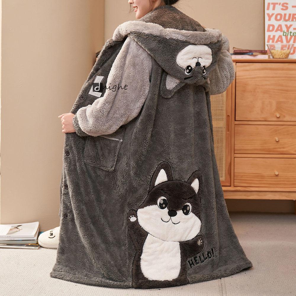 Women's Winter Robe Kimono Belt Pajamas Pajamas Pajamas Flannel Plus Size Home Clothes Women's Pajamas