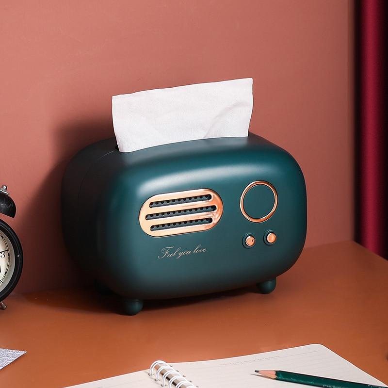 Creative Radio Shape Tissue Box Living Room Luxury Retro Home Restaurant Decoration Paper Box Coffee Table Tissue Case Ornament