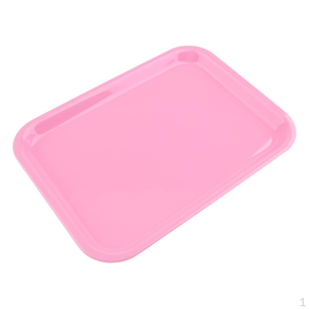 Serving Tray Melamine Plastics Dish Plate Hotel Restaurant Rectangular Platter Pink L