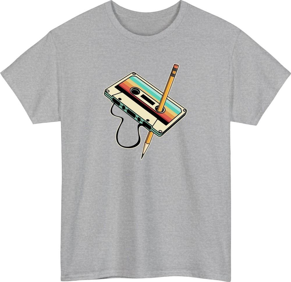 80s 90s Cassette Tape with pencil TShirt vintage music Vintage Unisex Tee