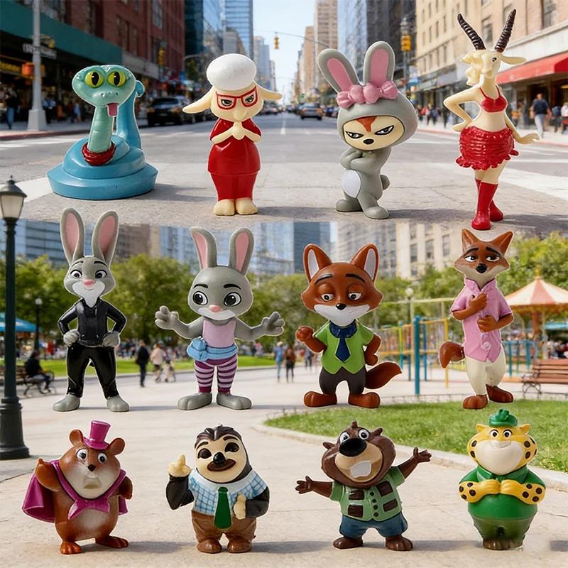 12pcs/set  Zootopia 2 Cartoon Anime Figure Nick Judy Gary Action Figure Toys Room Ornaments Fans Christmas Gifts