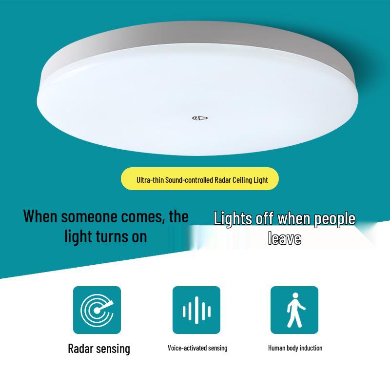 LED Tri-Proof Ceiling Light with Sound, Light, and Motion Sensing for Hallways
