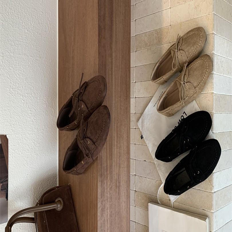 2025 spring new matte leather soft-soled bow loafers versatile retro style one-pedal square head single shoes