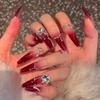 Xiaohongshu Handmade Red Floral Nail Art: Wearable, High-End Whitening Nail Tips Stickers