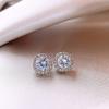 New Four Seasons Classic Exquisite Copper Square Zircon Earrings Women Wear Versatile Jewelry 2024