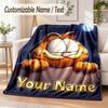 Garfield Custom Name Flannel Throw Blanket Soft Warm for Sofa Bed Indoor Home Use