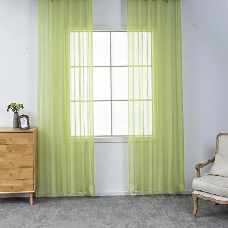 1pcs Beautiful Home Decoration Curtain Translucent Solid Color Gauze Curtains Gorgeous Hotel Living Room Decor Window Blind