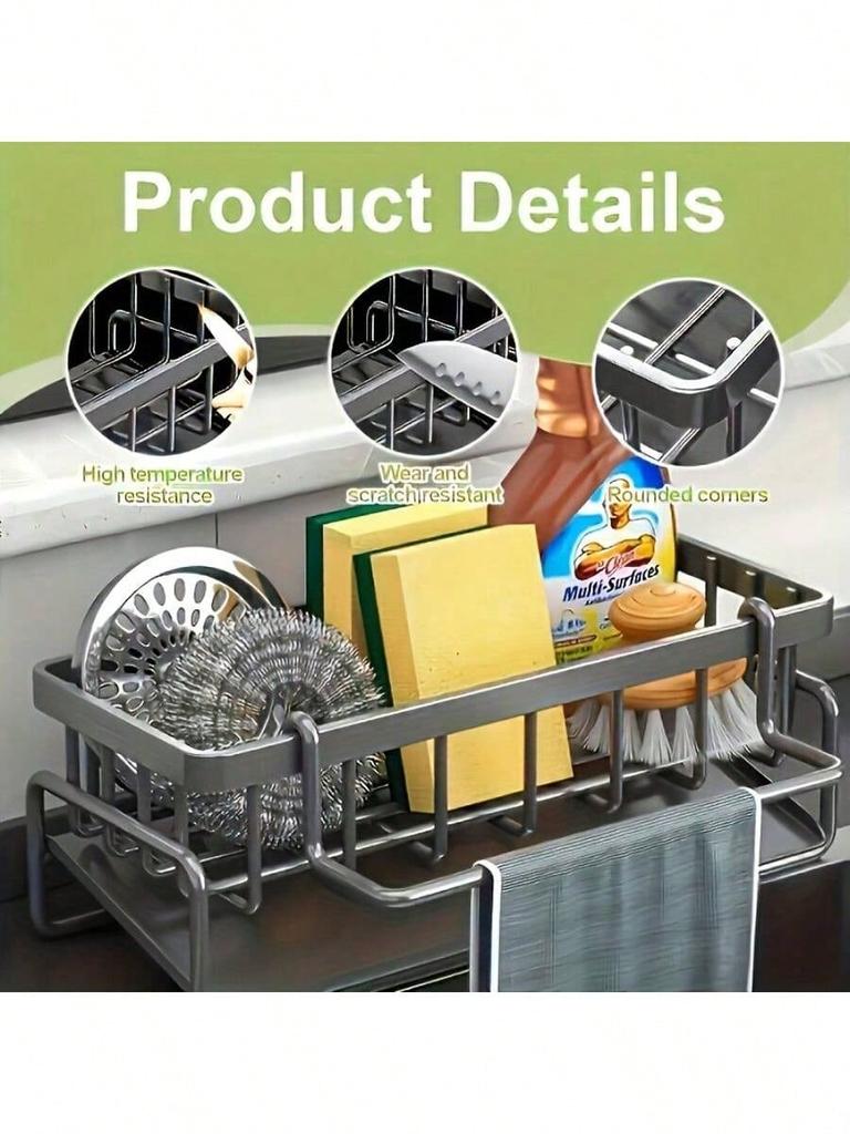 1pcs Effective Draining Kitchen Sponge Shelf, Soap Holder, Stainless Steel Material Is More Sturdy, Slope Design Is Free From Water Accumulation
