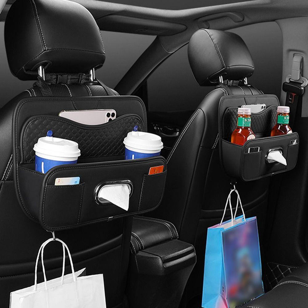 Partition Design Car Backseat Storage Box Water-proof Space Saving Vehicle Tissue Box Universal Anti-wear Car Drink Cup Holder
